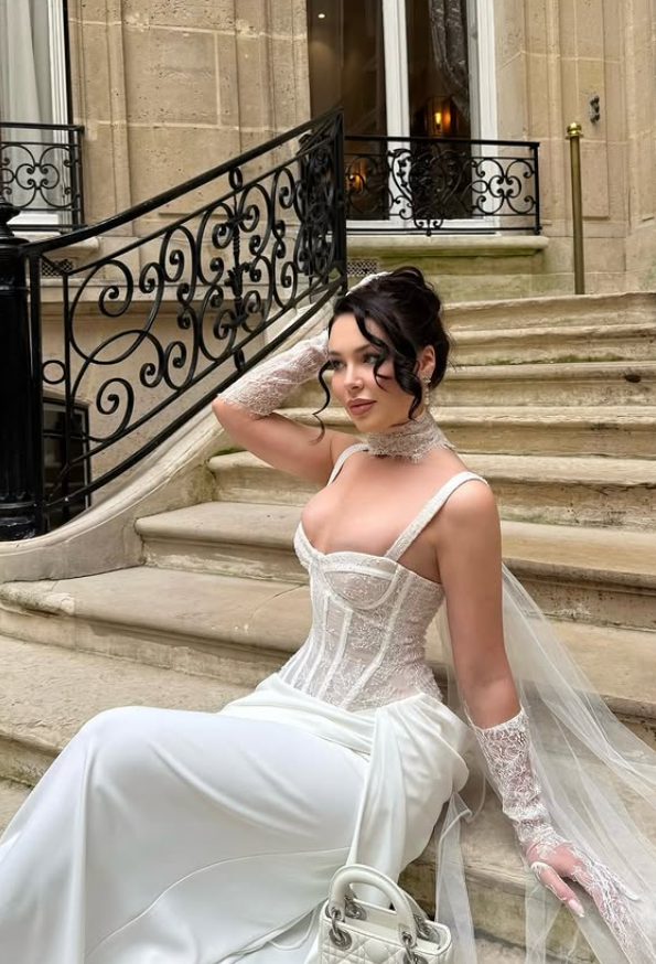 Charming White Sheath Spaghetti Straps Lace Satin Long Prom Dress Party Dress DP6802