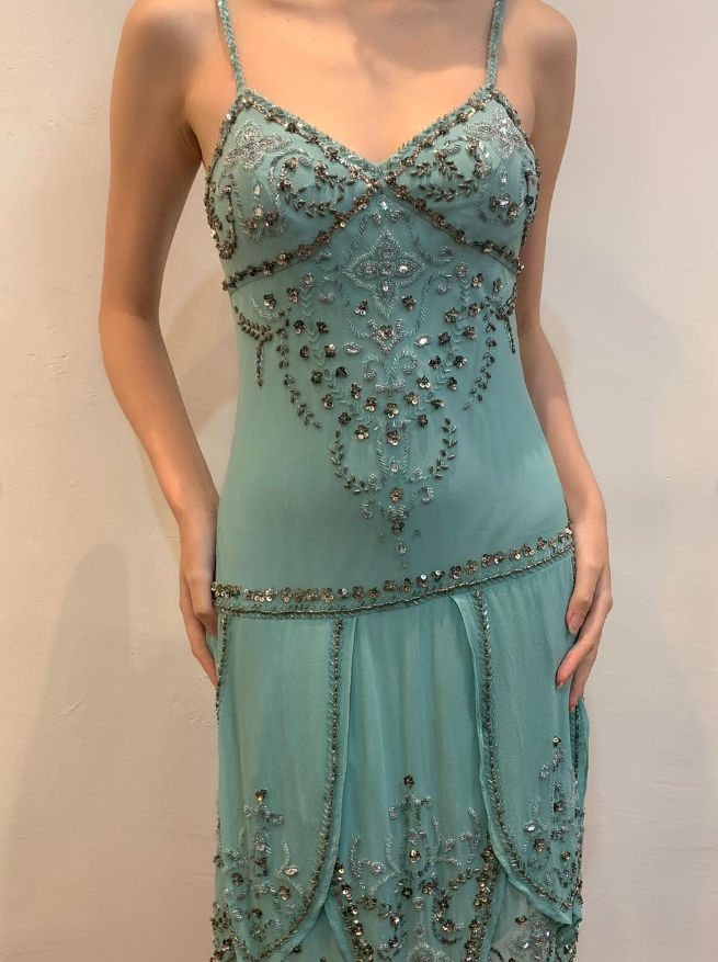 Vintage Sheath Spaghetti Strap Beaded Chiffon Short Prom Dress Evening Dress DP1687