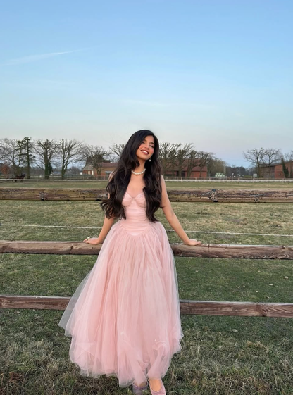 Princess A Line Spaghetti Strap Pink Tulle Prom Dress Party Dress 16th Birthday Dress DP3489