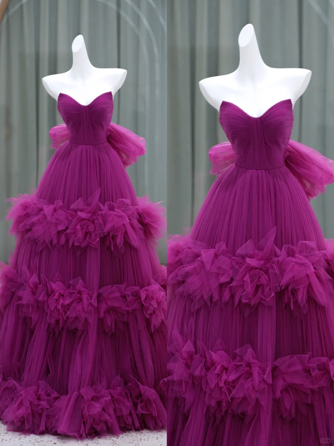 Hot Pink A Line Strapless Layered Tulle Long Prom Dress Party Dress DP2720
