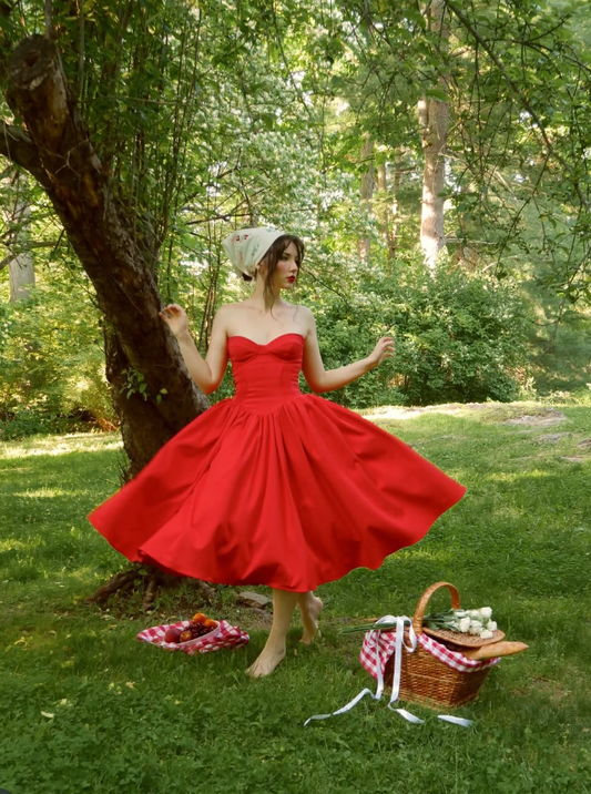 Charming Red A Line Sweetheart Neck Satin Prom Dress Date Formal Dress DP3389