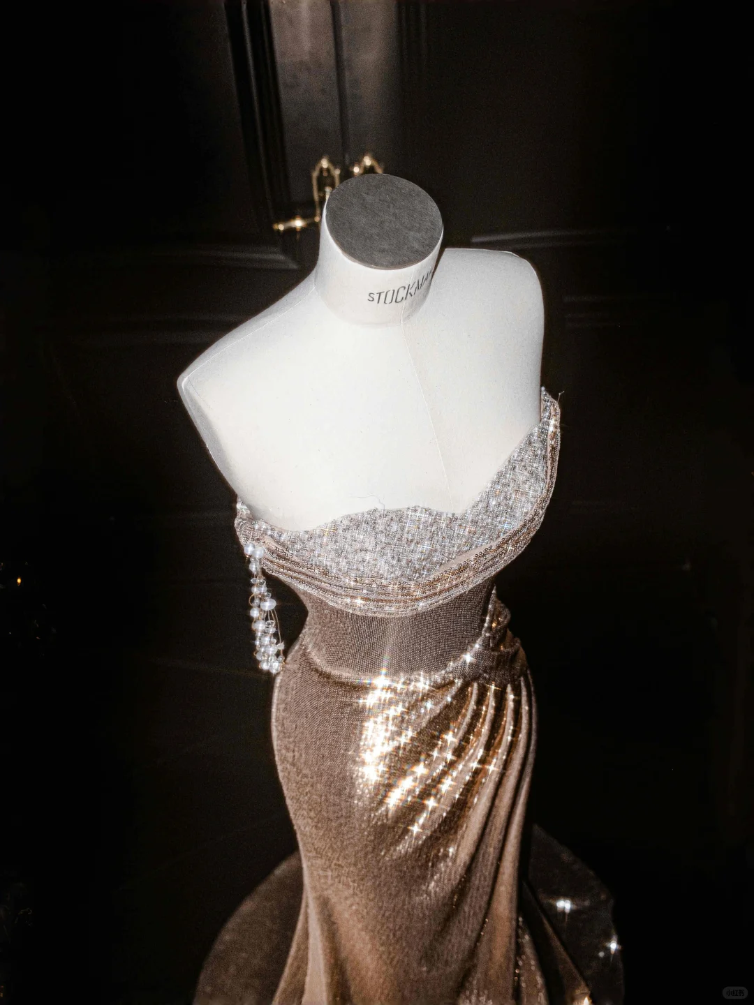 New Mermaid Sweetheart Neck Pearl Gold Sequin Prom Dress Party Dress DP2688
