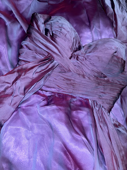 Dazzling Purple A Line Sweetheart Neck Pleated Satin Prom Dress Party Evening Dress DP5332