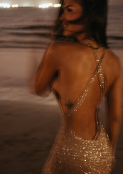 Sexy Mermaid Spaghetti Strap Sequin Open Back Prom Dress Outfits DP4677