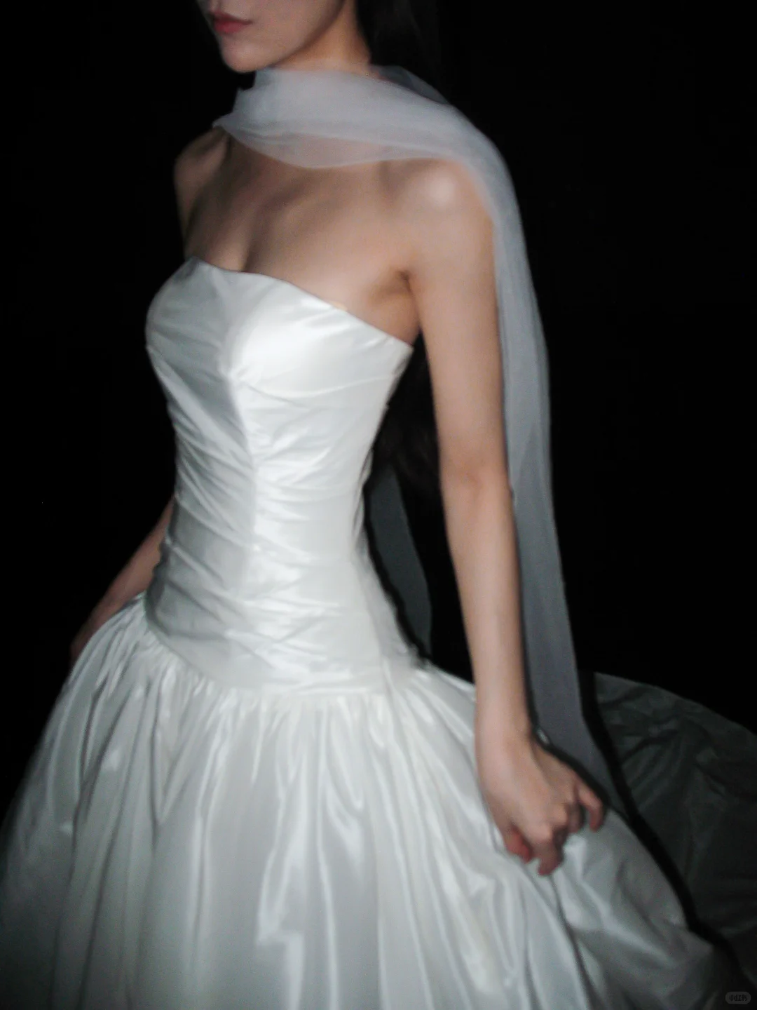 Pretty White Ball Gown Strapless Pleated Satin Long Train Wedding Dress DP8096