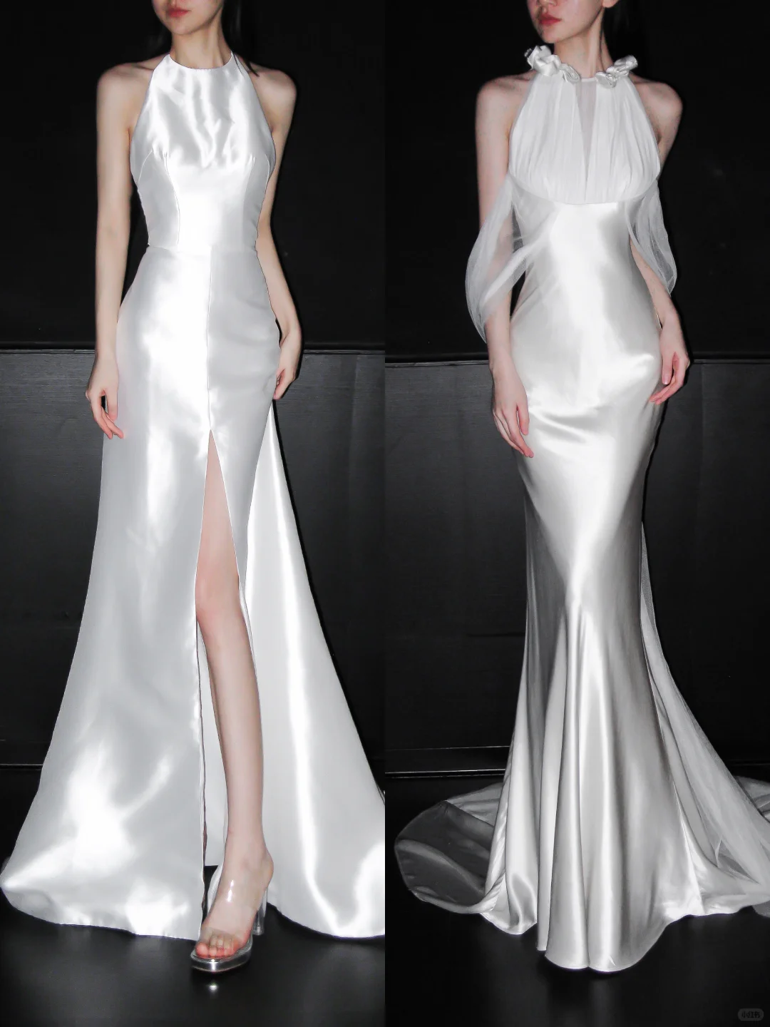 Romantic Mermaid Straps White Satin Tulle Long Wedding Dress DP8127