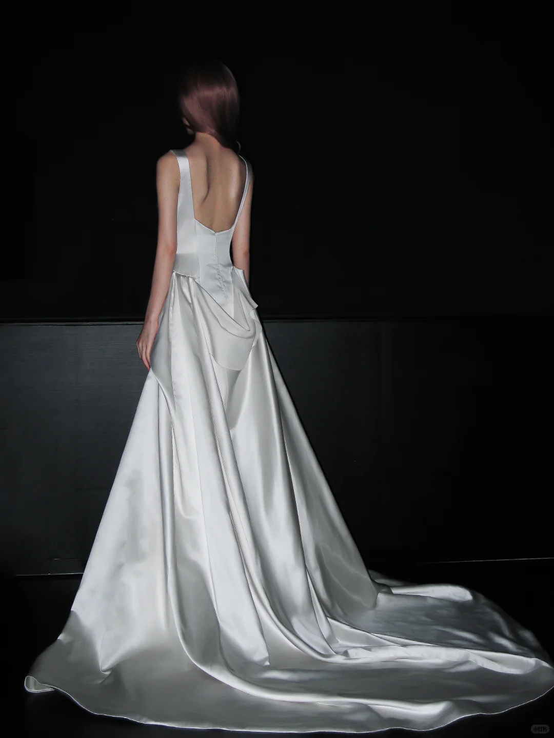 Classy White A Line Straps Satin Simple Pleated Long Wedding Dress DP4409
