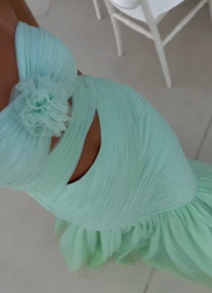 Aqua Green Mermaid Sweetheart Neck Chiffon Long Prom Dress Graduation Prom Dress DP4959
