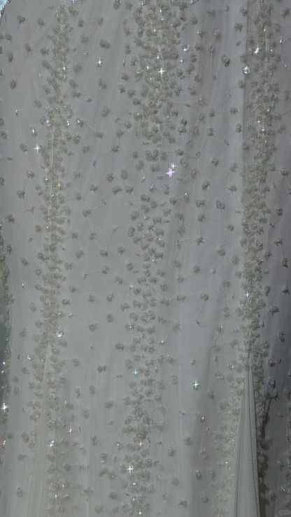 2000s Vintage White Mermaid Shiny Beaded Chiffon Long Prom Dress DP5151