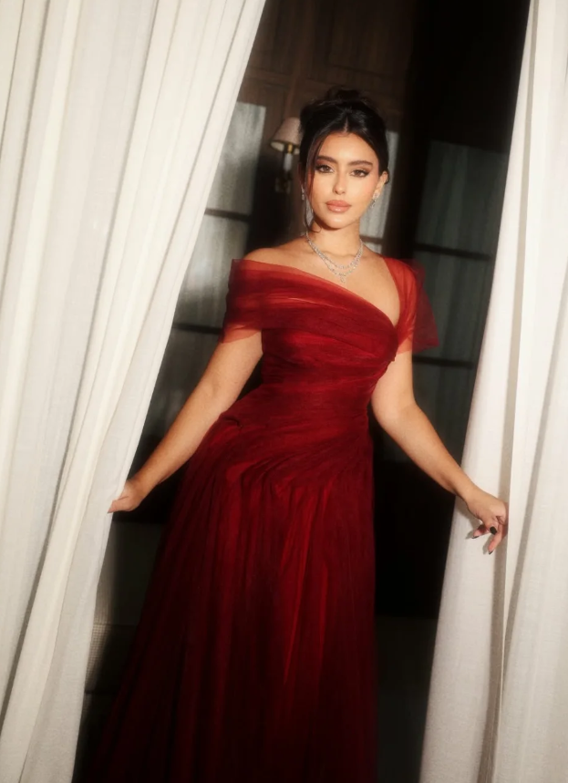 Unique Burgundy A Line Ethereal Tulle Long Prom Dress Evening Dress DP6935