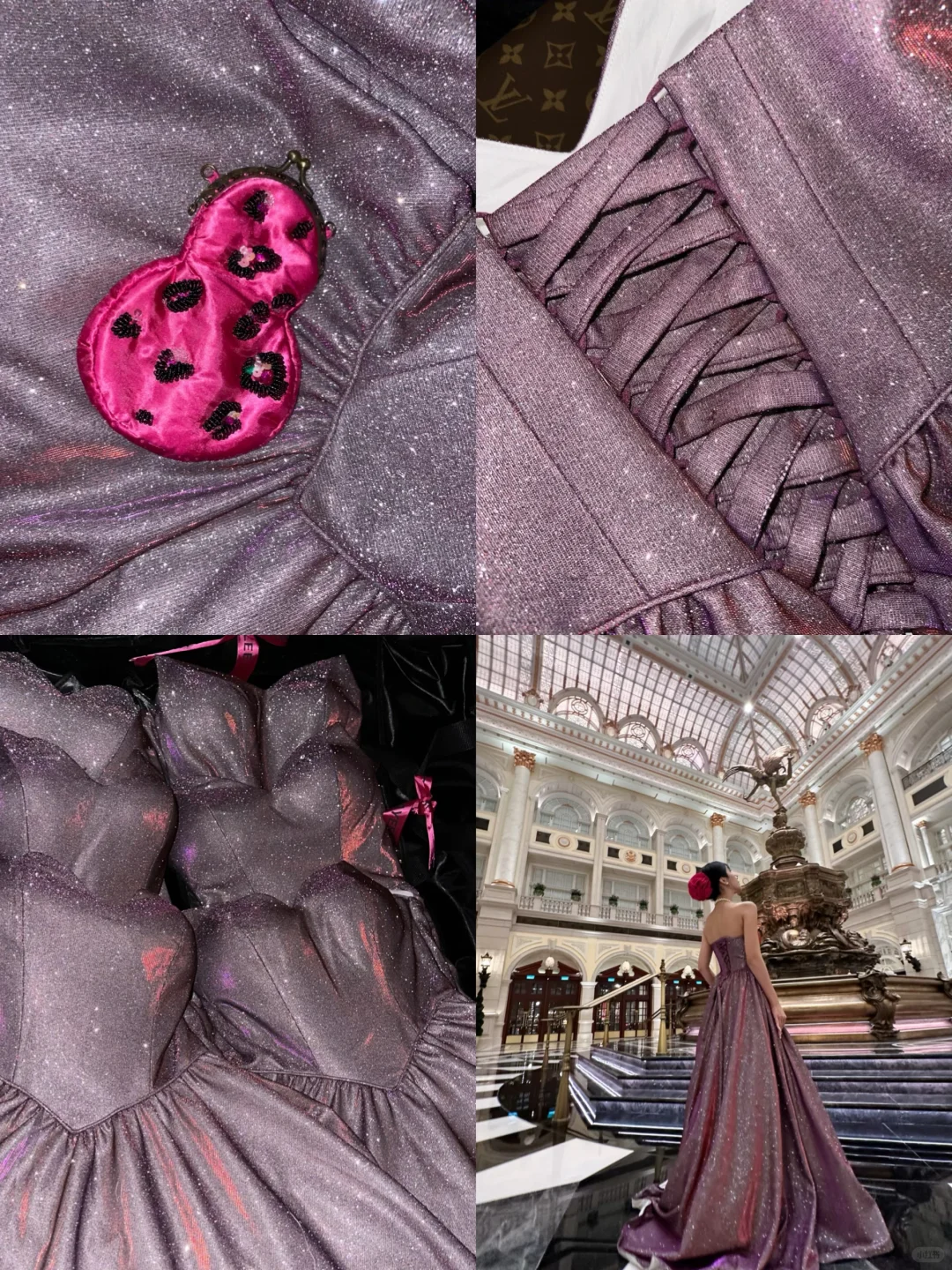 Dazzling A Line Sweetheart Neck Purple Sequin Prom Dress Party Evening Dress DP5342