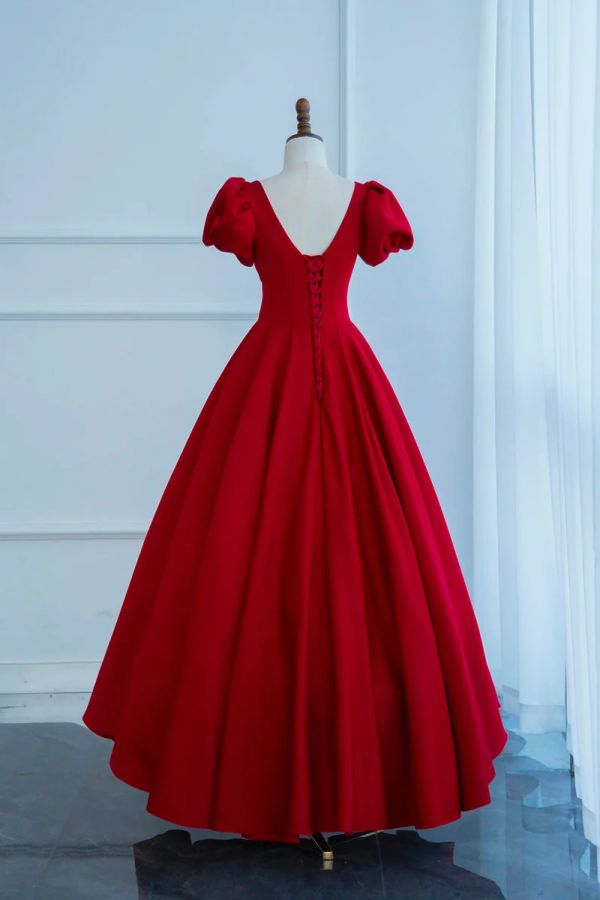 Charming Red Satin Long Prom Dress Beautiful A Line Evening Party Dress DP649