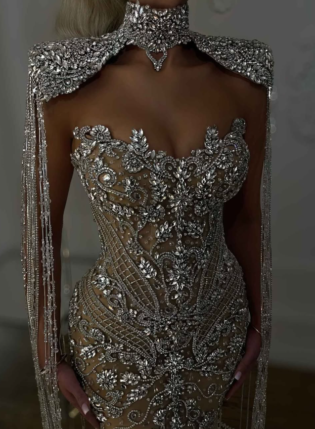 Shiny Mermaid Sweetheart Neck Exquisite Rhinestone Long Prom Dresses DP4625