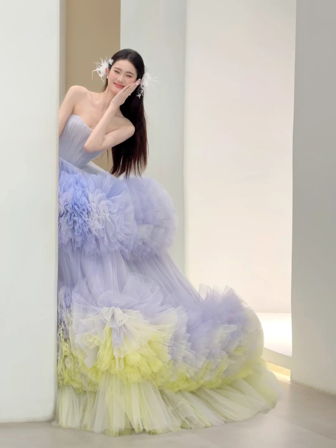 Gorgeous Ball Gown Sweetheart Neck Purple Yellow Tulle Prom Dress Party Dress DP2511