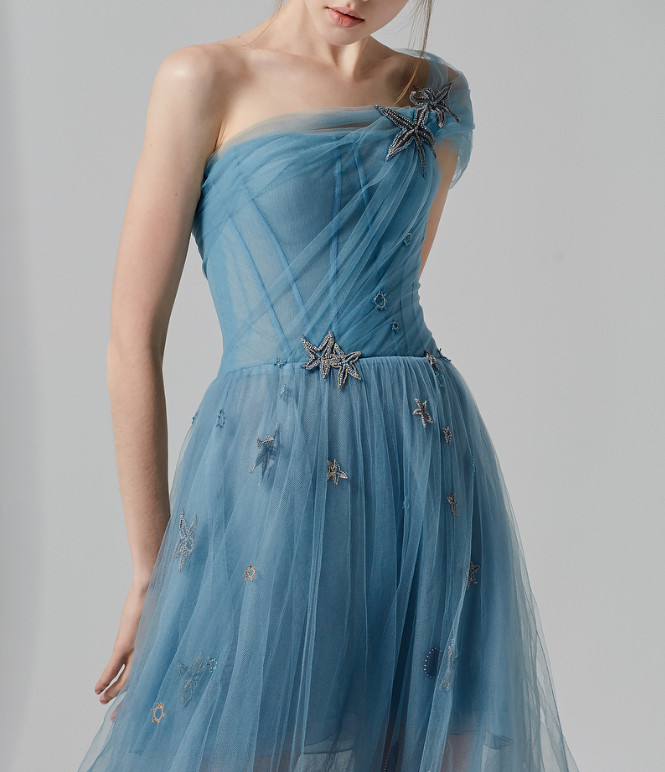 Elegant A Line Corset Appliques Tulle Long Prom Dress Evening Dress DP1548