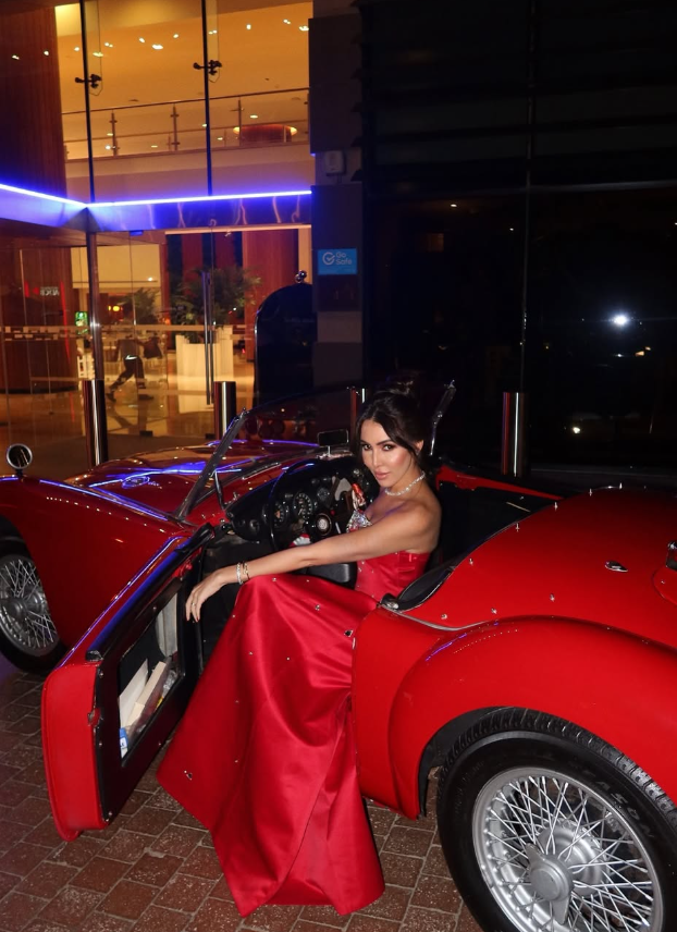 Stunning Red A Line Strapless Shiny Beaded Satin Prom Dress Wedding Guest Dress DP4917