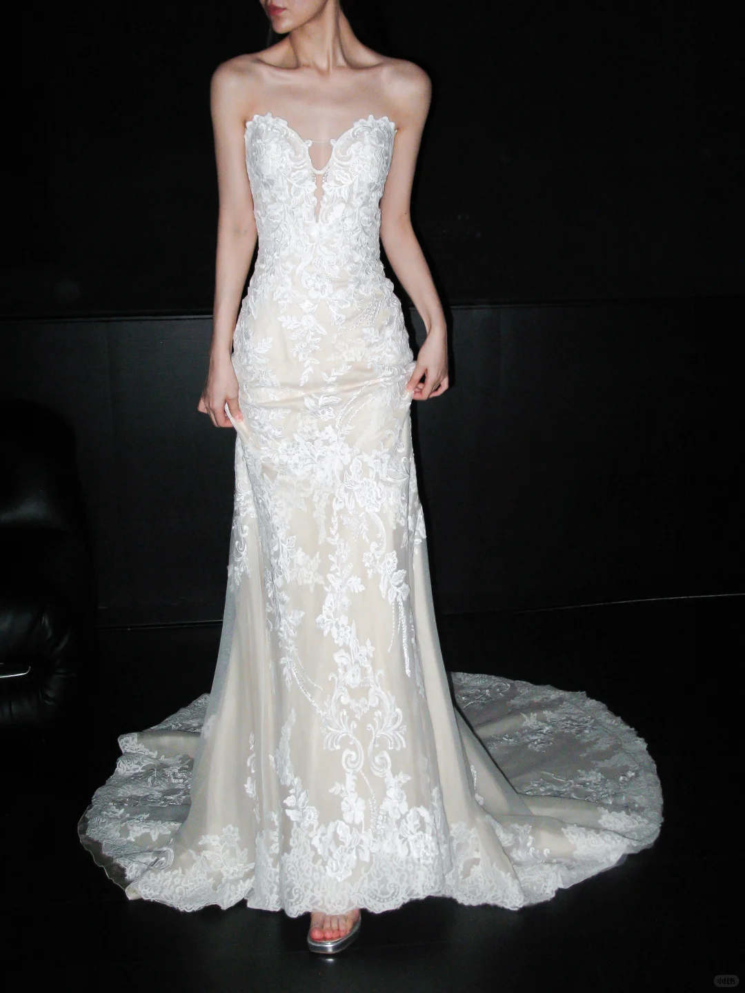 Elegant Sheath Sweetheart Neck White Lace Long Wedding Dress DP6373