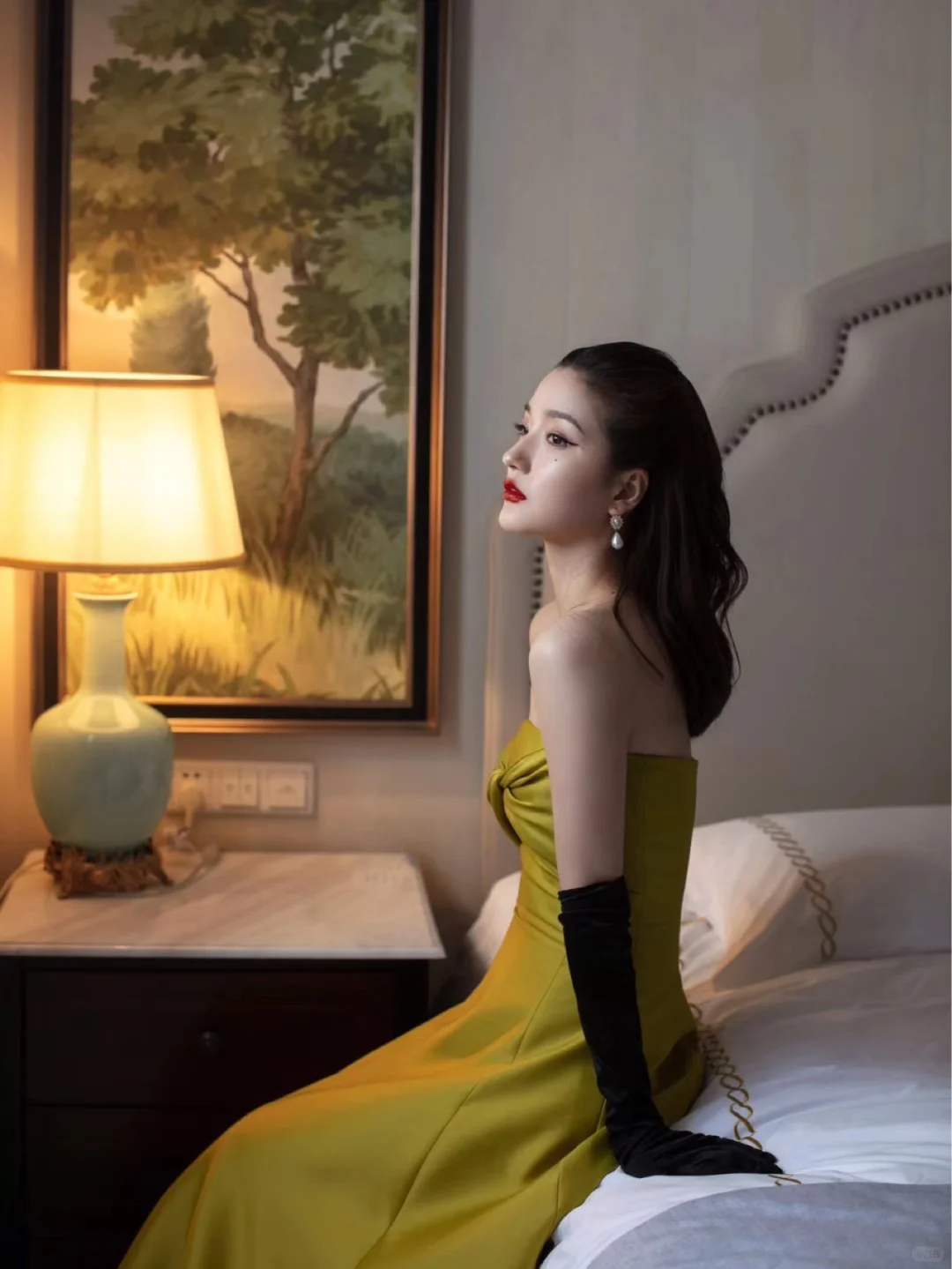 Simple A Line Strapless Yellow Satin Long Prom Dress Party Dress DP2515