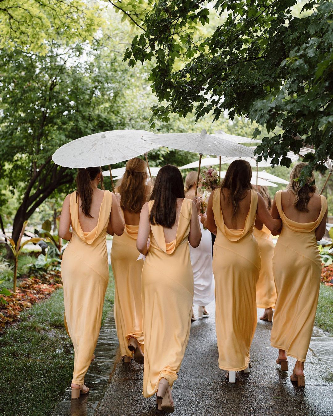 Yellow Cowl Neck Back Sheath Satin Bridesmaid Dress DP5868