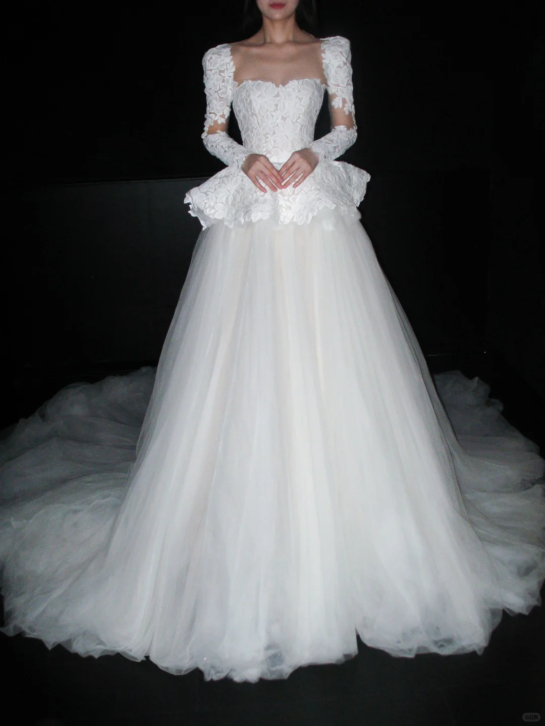 White Ball Gown Square Neck Exquisite Lace Tulle Long Wedding Dress DP8107
