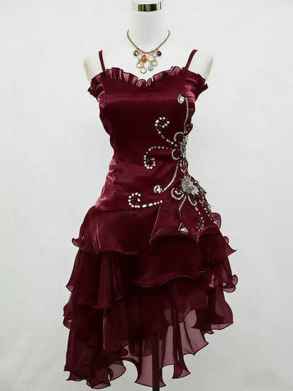 Beautiful Black Chiffon Layered Beaded Short Prom Dress Homecoming Dress Party Dress DP301