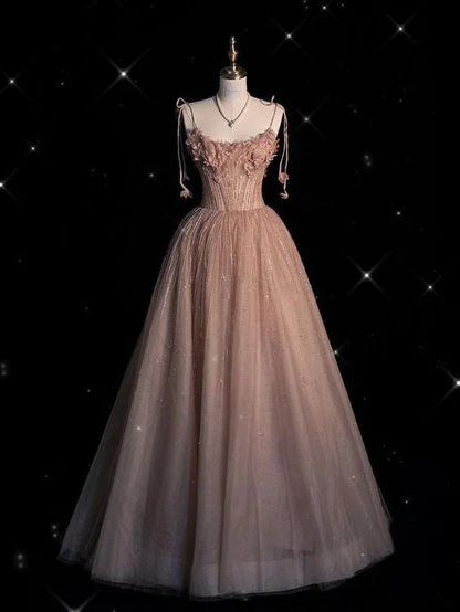 Fairy Pink Tulle Prom Dress Long Evening Dress Ball Gown  DP096