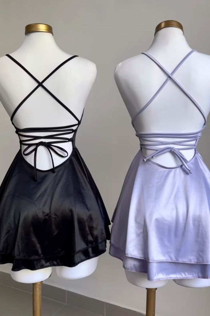 Simple Short Birthday Dress Satin Backless Homecoming Dress DP496