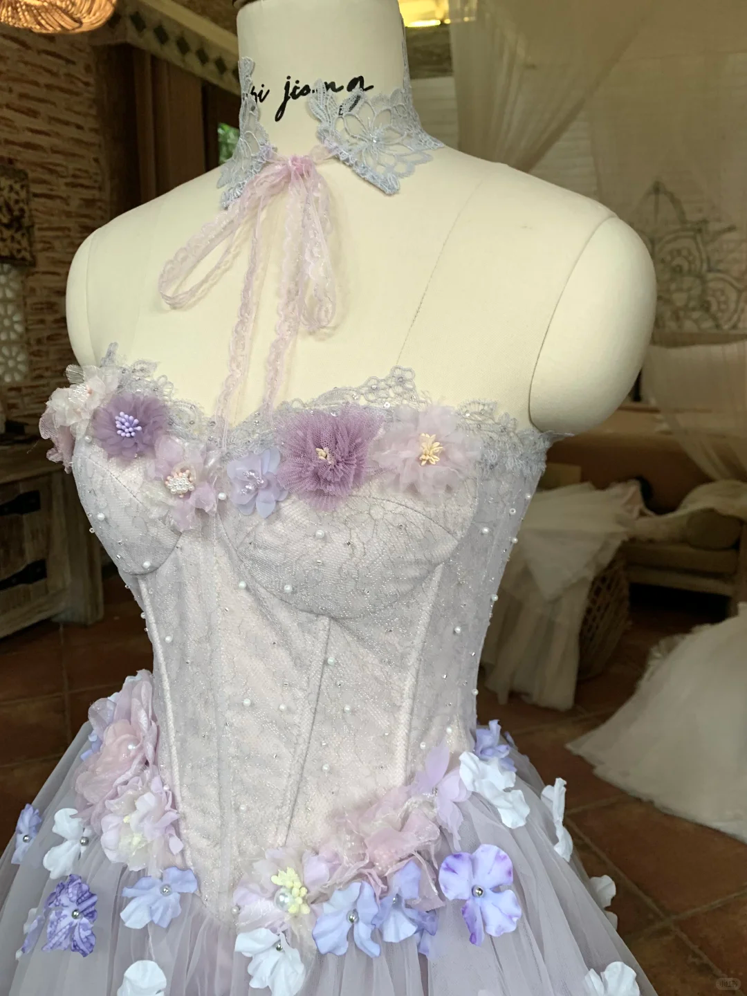 Dreamy Purple A Line Strapless Floral Tulle Short Prom Dress Homecoming Dress DP5460