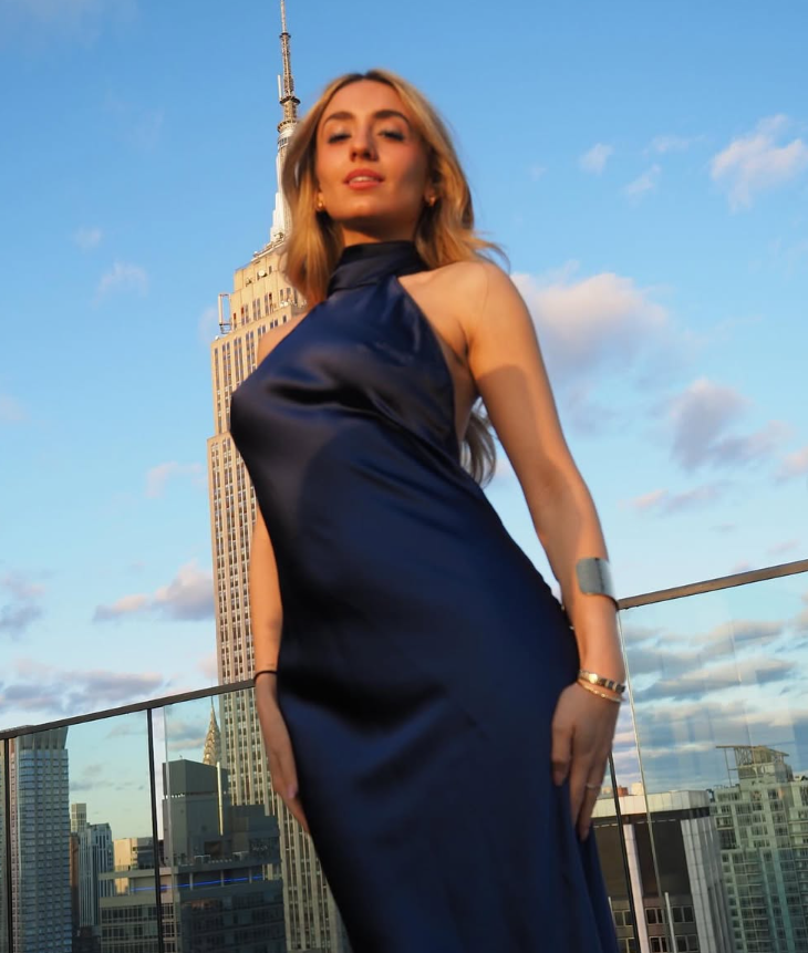 Classic Sheath Halter Navy Blue Satin Open Back Prom Dress Party Dress Formal Dress DP3523