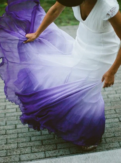 Charming Ombre Purple Formal Prom Dress Chiffon Wedding Party Gown DP716