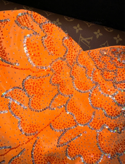 Glorious Orange Mermaid Sweetheart Neck Beaded Tulle Prom Dress Party Evening Dress DP5335