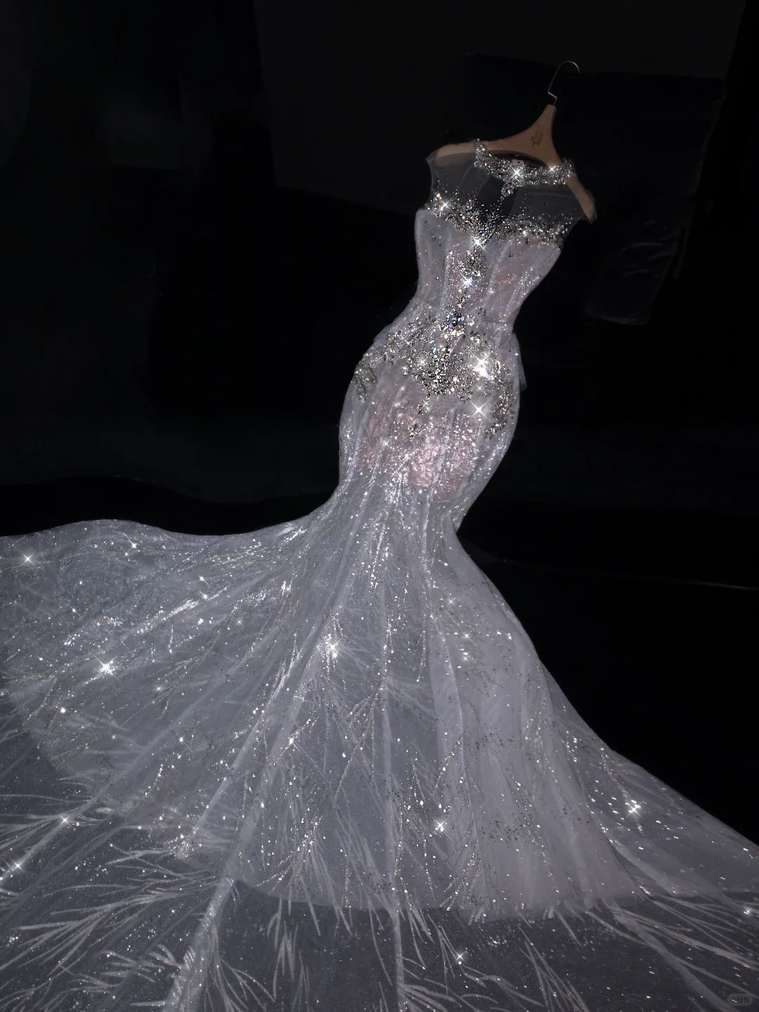 Gentle Round Neck Rhinestone Mermaid Sequin Tulle Prom Dress Evening Dress Party Dress DP2969