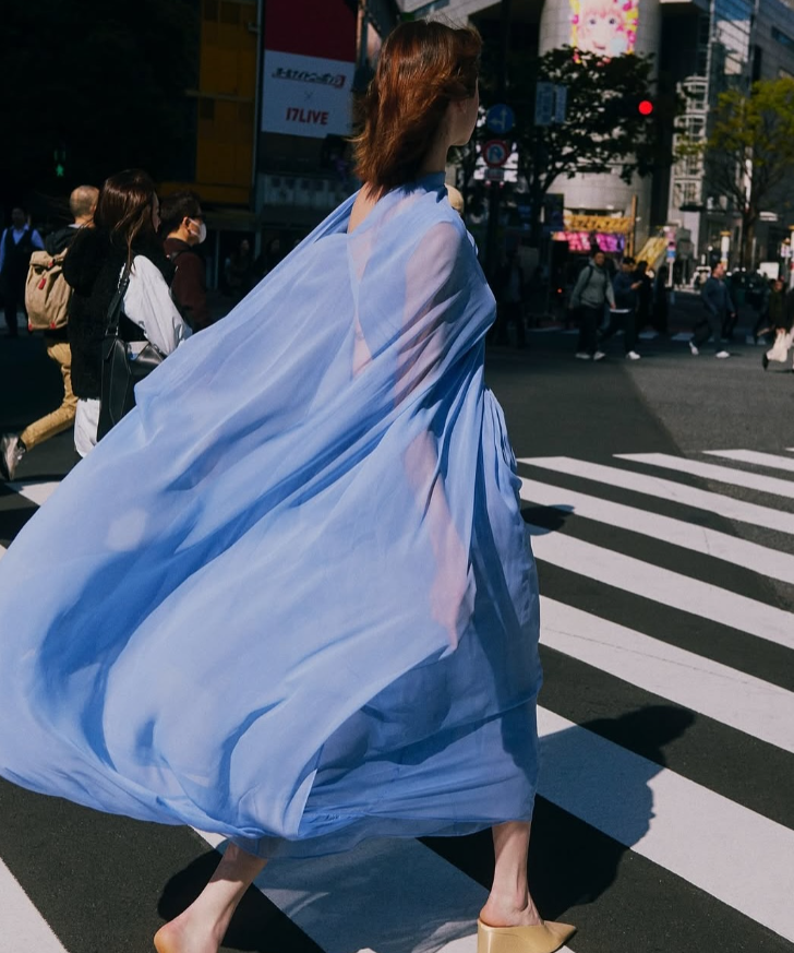 Blue A Line Deep V Neck Chiffon Evening Dress Cocktail Dress with Cape DP3123