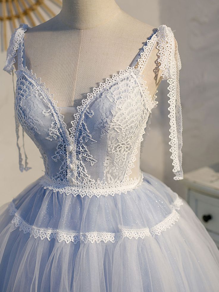 Cute Light Blue Short Prom Dress Lace Homecoming Dress DP208