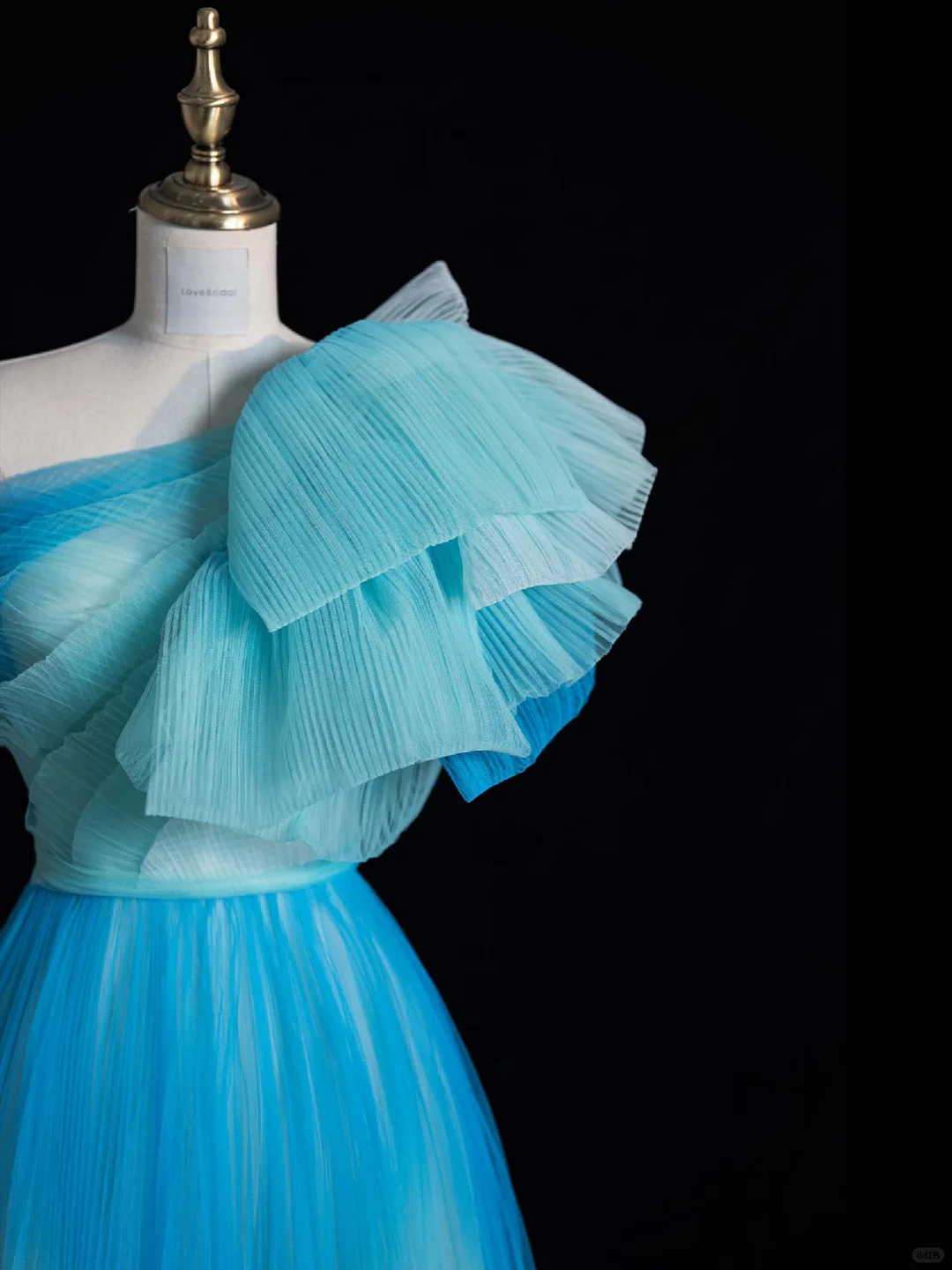 Unique A Line One Shoulder Blue Ombre Tulle Long Prom Dress Evening Dress DP2127