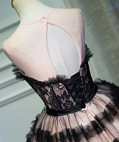 A Line Sheer Neck Tulle Homecoming With Bowknot Pretty Short Formal Dress DP867