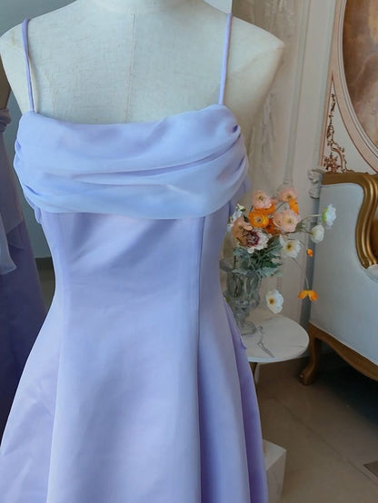 Vintage Spaghetti Straps Purple Satin Gown Fairy Dress DP1420