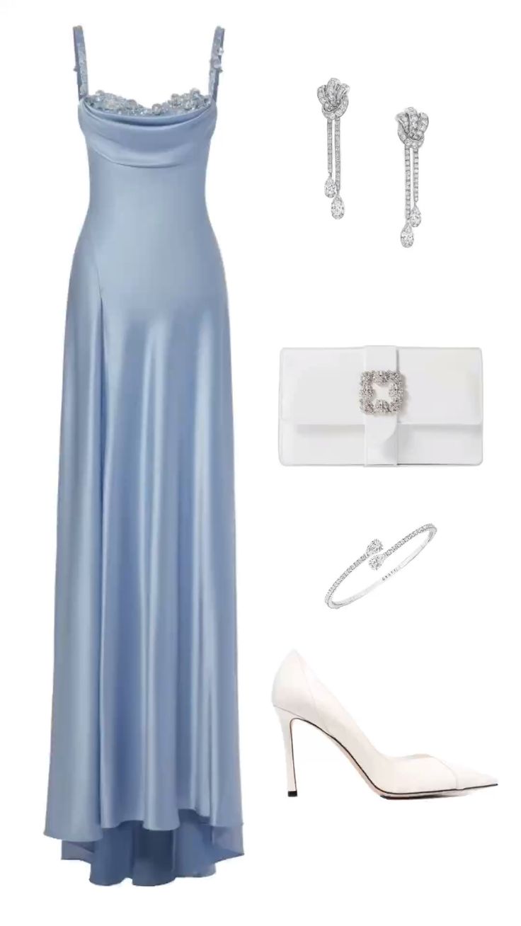 Baby Blue A Line Spaghetti Straps Beaded Satin Long Prom Dress Evening Dress DP4801