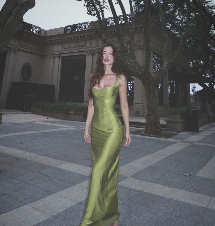 Charming Green Sheath Straps Satin Long Prom Dress Evening Dress DP6918