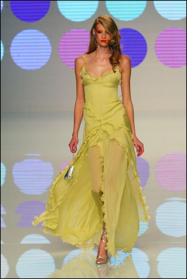 Cute A Line Straps Ruffle Yellow Chiffon Prom Dress Graduation Prom Dress with Slit DP2253