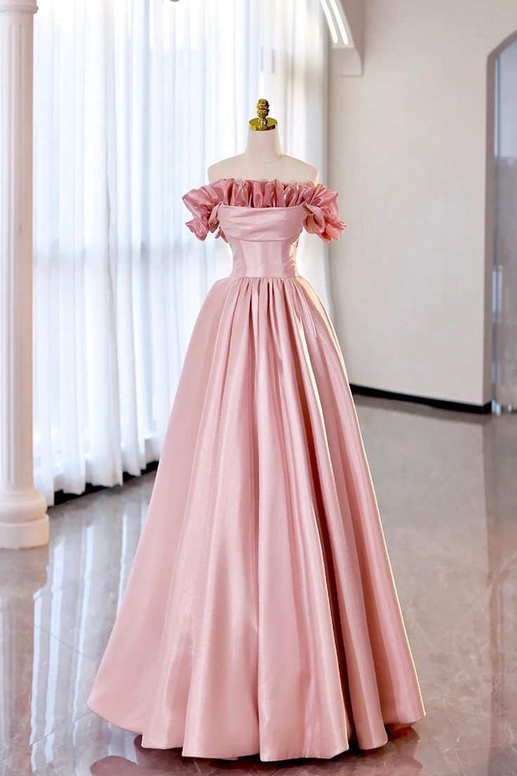 A Line Strapless Satin Long Prom Dress Evening Party Dress DP1038