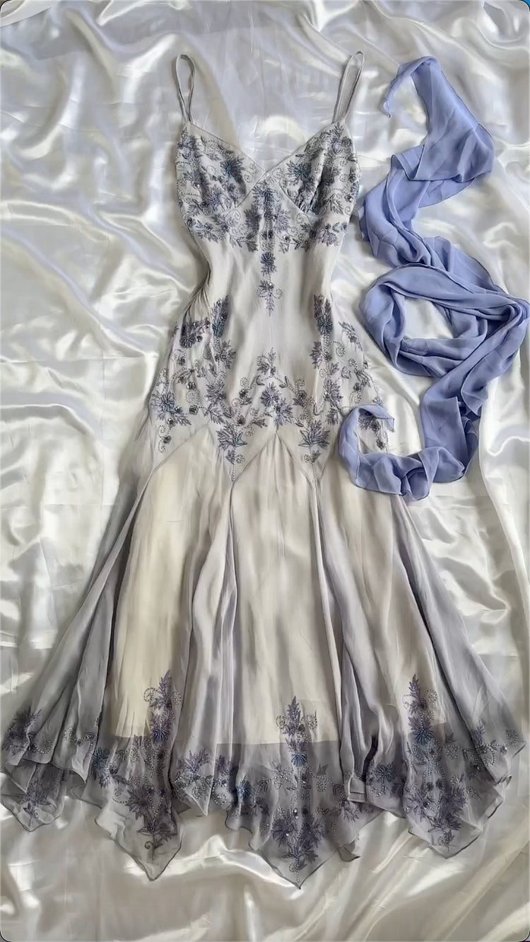 Stunning A Line Spaghetti Strap Purple Beaded Chiffon Party Dress Homecoming Dresses DP2354