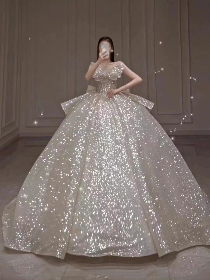 Stunning Ball Gown Strapless Beaded Sequin Prom Dress Wedding Dress with Butterfly DP3961