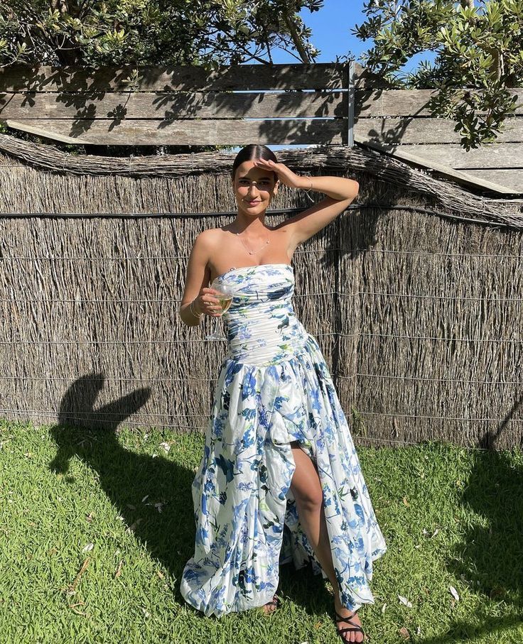 Strapless Print Floral Chiffon Long Prom Dress Evening Gown DP766