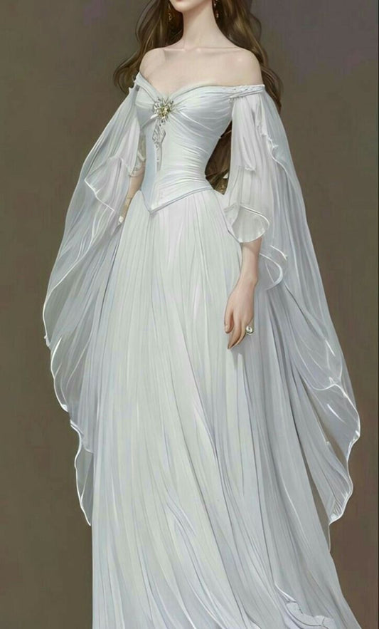 Pretty A Line Long Sleeve Beaded Tulle Prom Dress Evening Dress Birthday Dress DP3621