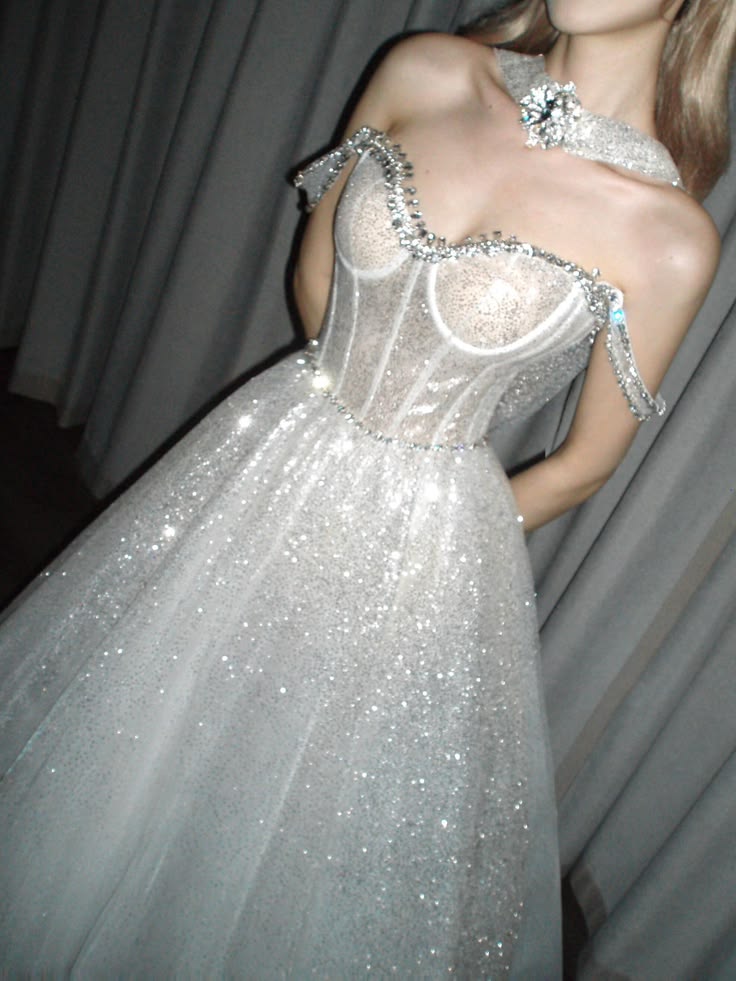 Shiny A Line Straps Beaded Sequin Tulle Prom Dress Party Dress DP6539