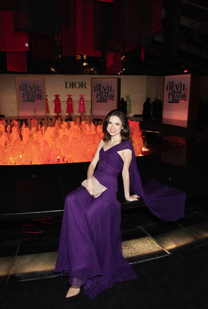 Charming Purple A Line One Shoulder Chiffon Long Prom Dress Evening Dress DP6732