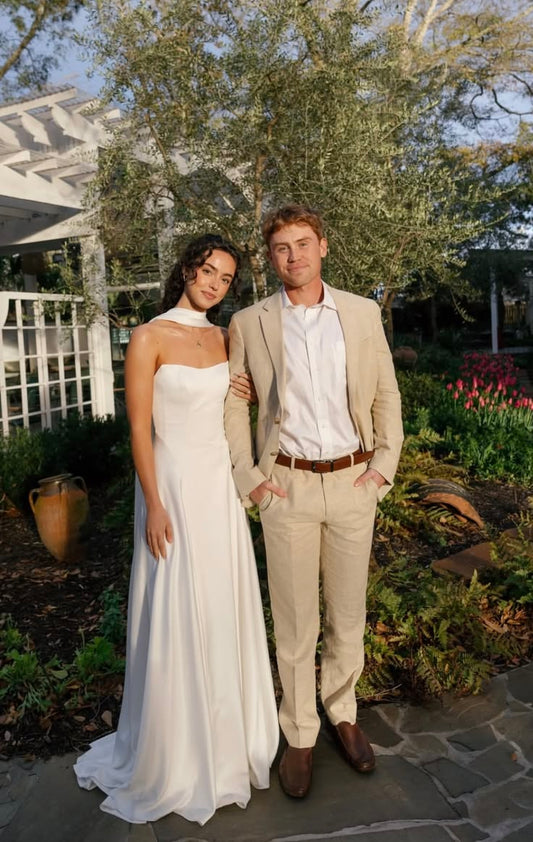 Simple White A Line Sweetheart Neck Satin Long Wedding Dress DP8011