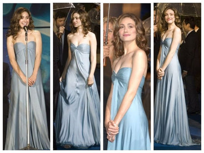 Simple A Line Sweetheart Blue Satin Long Prom Dresses Formal Evening Dress DP3244
