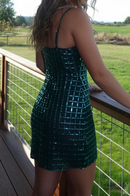 Shiny Rhinestone Emerald Sheath Strapless Satin Short Homecoming Dress DP7687